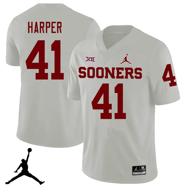 Oklahoma Sooners #41 Casey Harper 2018 College Football Jerseys Sale-White